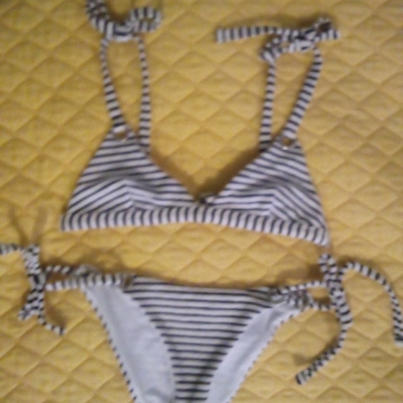 Mara Hoffman Navy and White Stripped Terry Cloth Bikini - Picture 3 of 3